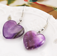 Сережки з натуральним аметистом серце