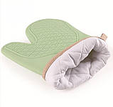 Силіконові термостійкі рукавички-прихватки 2 шт для гарячого м'ятні, фото 3