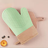 Силіконові термостійкі рукавички-прихватки 2 шт для гарячого м'ятні, фото 4