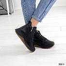 Жіночі зимові черевики з натуральної шкіри чорного кольору  36-42, фото 4