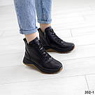 Жіночі зимові черевики з натуральної шкіри чорного кольору  36-42, фото 5