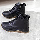 Жіночі зимові черевики з натуральної шкіри чорного кольору  36-42, фото 7