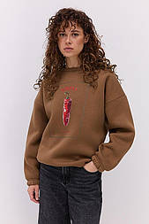 Утеплений жіночий світшот з принтом CHILI