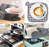 Силіконові термостійкі рукавички-прихватки 2 шт для гарячого сірі, фото 3