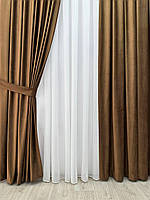 Оксамитові(велюрові) однотонні штори турецької якості. Колір: світло-коричневий