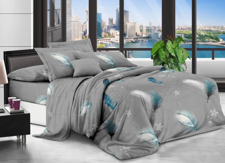 Постільний комплект білизни з бязі євро розмір 200х215 см з яскравим принтом, фото 1