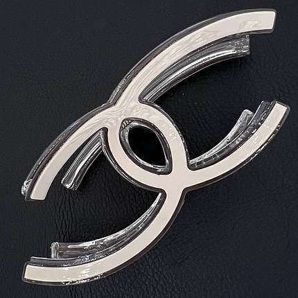 Краб для волос прочный акрил глянцевый двухцветный бежево коричневый брендовый длина 5 см ширина 12.5 см, фото 1