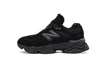 Чоловічі зимові кросівки New Balance 9060 Winter Black (чорні) утеплені з хутром Код 15201