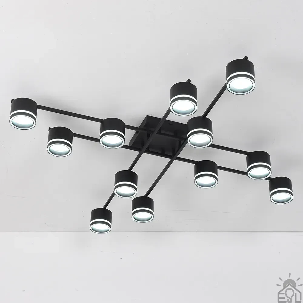 Люстра GELA 12R Esllse чорна на 12 ламп GX53 (стельовий світильник під змінні LED лампи) 1020x1020x140мм, фото 1