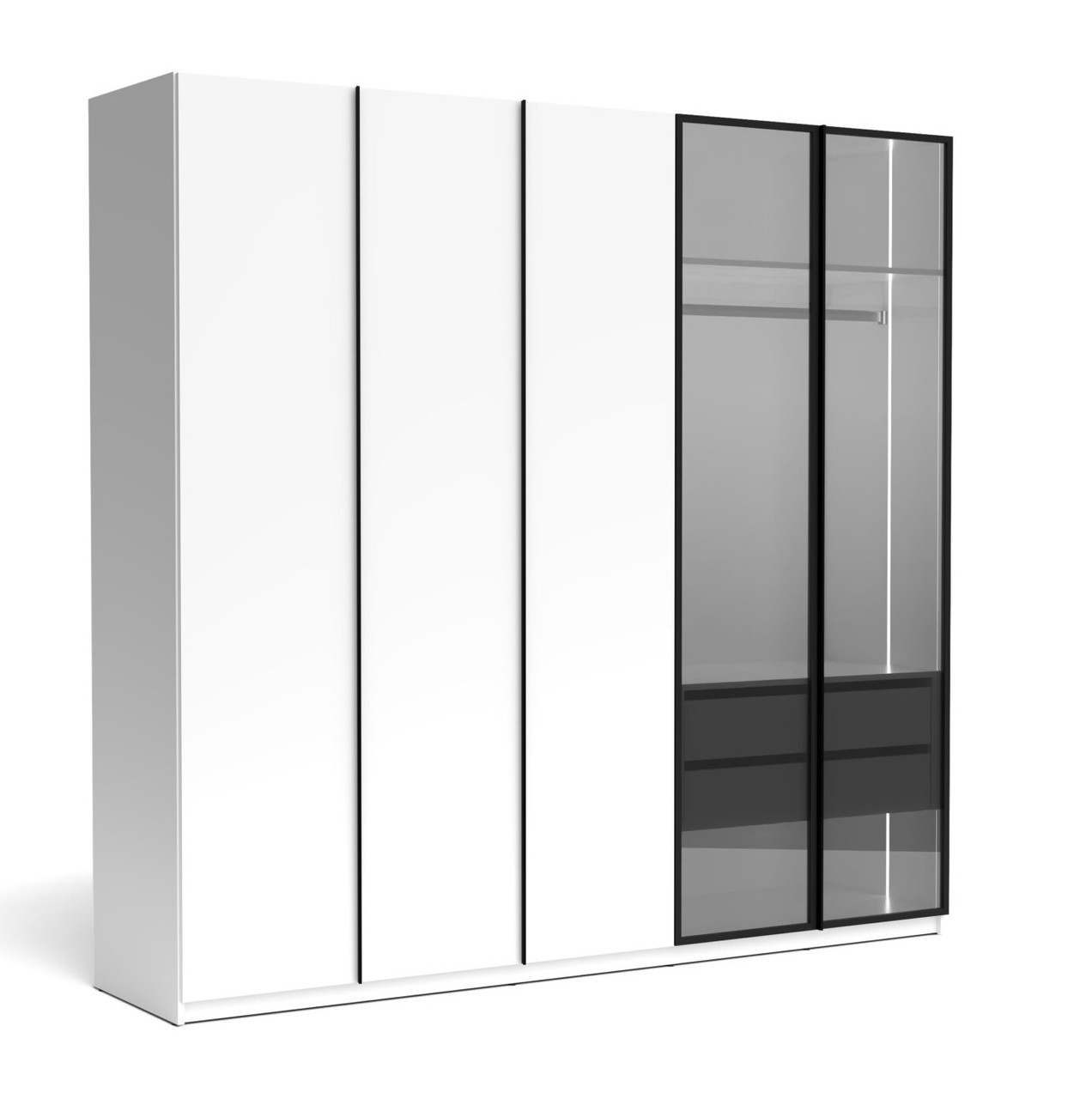 Смарт шафа  RIMINI 5D, колір білий сніг / чорна рамка