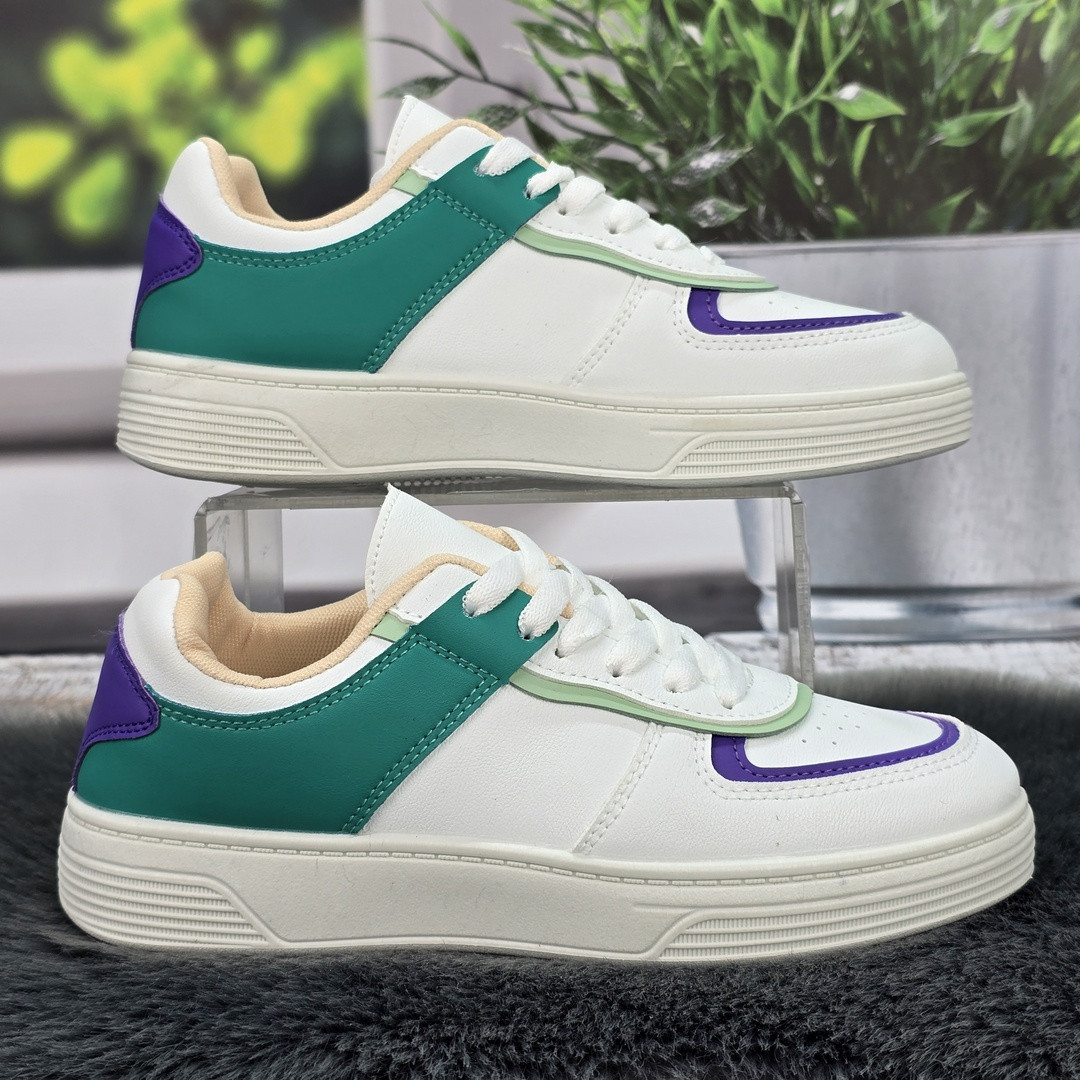 Кросівки жіночі Swin білі із зеленим еко-шкіра 8149, фото 1