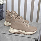 Жіночі зимові черевики з натуральної шкіри флотар кольору лате, фото 4