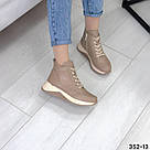 Жіночі зимові черевики з натуральної шкіри флотар кольору лате, фото 5