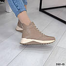 Жіночі зимові черевики з натуральної шкіри флотар кольору лате, фото 2