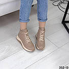 Жіночі зимові черевики з натуральної шкіри флотар кольору лате, фото 3