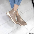 Жіночі зимові черевики з натуральної шкіри флотар кольору лате, фото 8