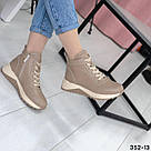 Жіночі зимові черевики з натуральної шкіри флотар кольору лате, фото 7