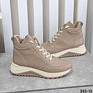 Жіночі зимові черевики з натуральної шкіри флотар кольору лате, фото 9