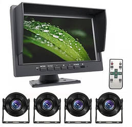 Монітор у 10 дюймів 4-х канальний на ніжці+пульт+ 4 камери