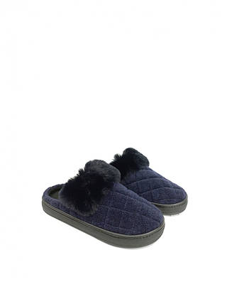 Капці жіночі сині фіоллетові з хутром теплі зимові домашні вуличні