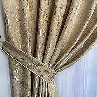 Штори однотонні готові Бежевий Мармур 200*270 см на тасьмі (SH-M19-1), фото 4