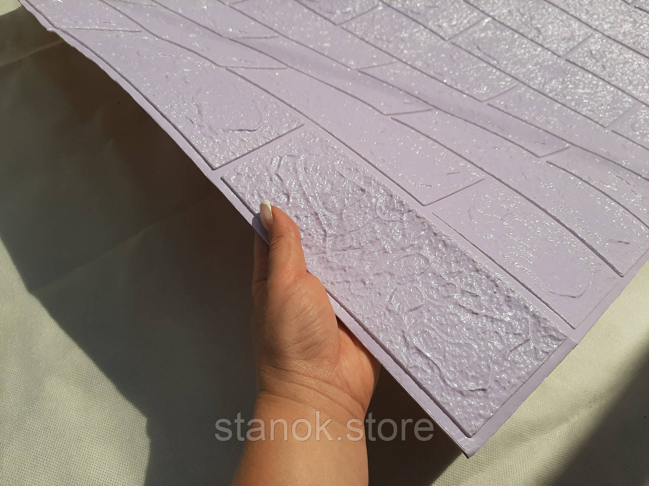 Декоративна самоклеюча 3D панель під бузкову цеглу 700x770x5 мм, фото 1