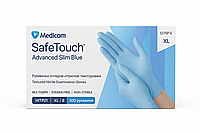 Нітрилові рукавички Medicom SafeTouch Advanced Slim Blue, розмір XL, блакитні, 100 шт