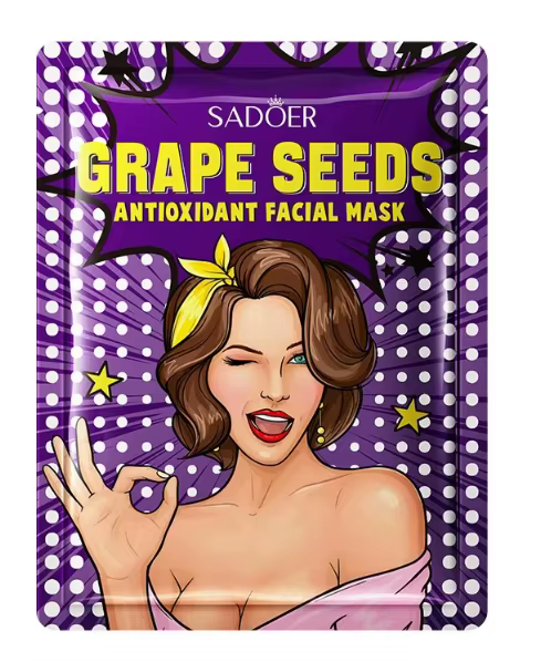 Тканинна маска для обличчя SADOER Grape Seed зволожуюча з антиоксидантами 25 г
