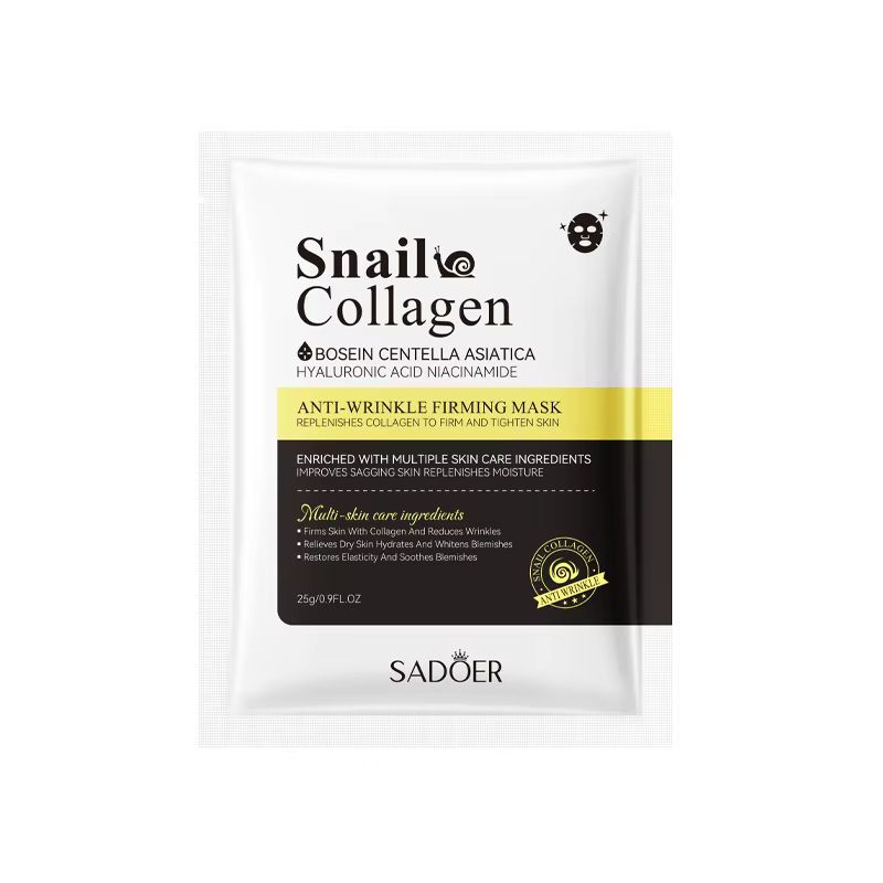 Тканинна маска для обличчя SADOER Snail Collagen антивікова з муцином равлика та колагеном 25 г