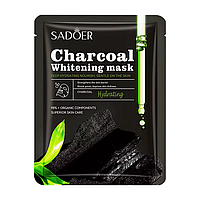 Тканинна чорна маска для обличчя SADOER Bamboo Charcoal очищуюча, зволожуюча, освітлююча 25 г
