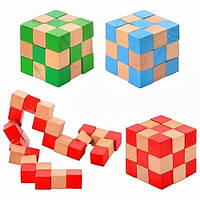 Дерев'яна головоломка кубик змійка