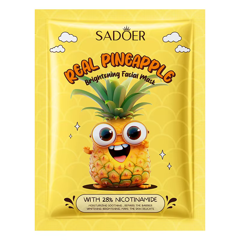 Тканинна маска для обличчя SADOER Pineapple освітлююча, зволожуюча з ананасовим екстрактом 25 г