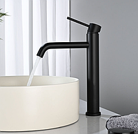 Змішувач для раковини DETBOM Сучасний високий чорний кран із неіржавкої сталі для ванної кімнати