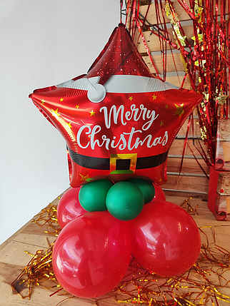 Новорічна кулька зірка Merry Christmas 45см (18") | Новий рік, фото 2