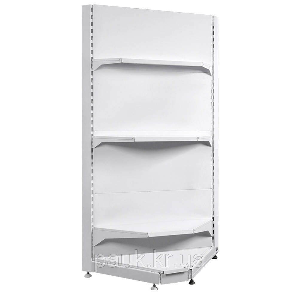 Кутовий стелаж внутрішній 1900х90 Рістел, приставний металевий стелаж, стелаж торговий кутовий, металевий стелаж в кут, фото 1