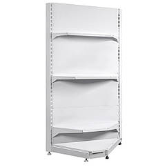 Кутовий стелаж внутрішній 1900х90 Рістел, приставний металевий стелаж, стелаж торговий кутовий, металевий стелаж в кут