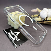 Чохол для iPhone 17 Pro Max з Magsafe прозорий із хромованими кнопками протиударний пластиковий магніт