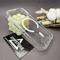 Чохол для iPhone 17 Pro з Magsafe прозорий із хромованими кнопками протиударний пластиковий магніт