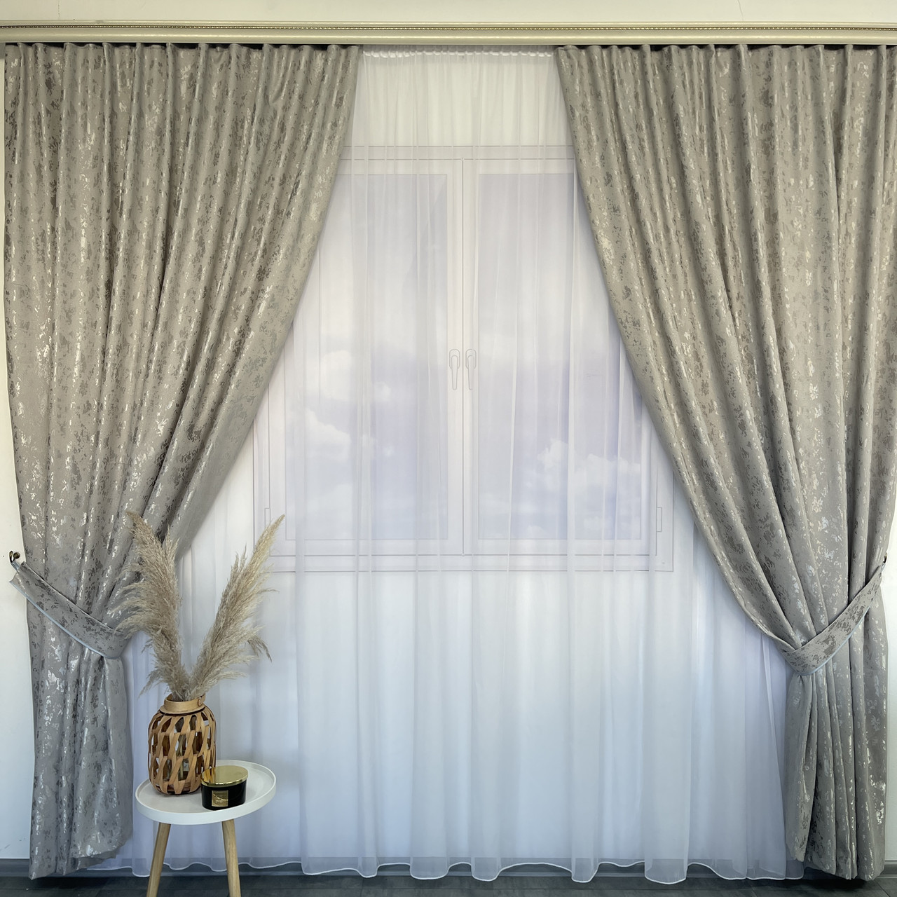 Готові штори з мармуру Сірого кольору (SH-M19-2), фото 1