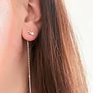 Сережки-протяжки срібні з нескінеченністю і камінчиком «Endlessness» 7 см, фото 3