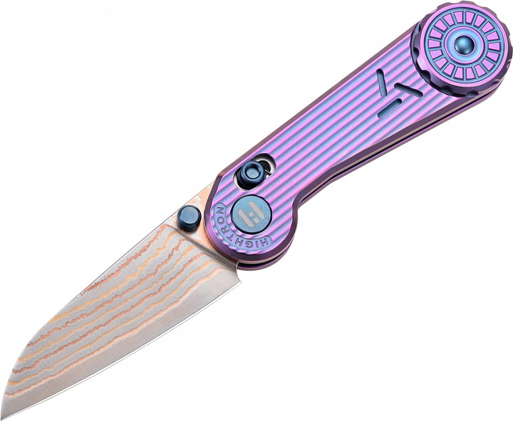 Ніж-антистрес Hightron EdgePlay, дамаск з міддю, титан TC4, фіолетовий HT01PURP