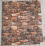 Декоративна самоклеюча 3D панель під коричневу цеглу 700x770x5 мм, фото 4