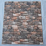 Декоративна самоклеюча 3D панель під коричневу цеглу 700x770x5 мм, фото 2