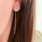 Сережки-протяжки срібні у вигляді крила з цирконами «Wings» 7 см (925 проби), фото 3