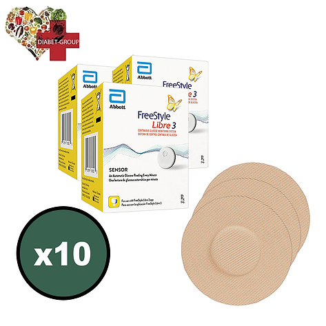 Сенсор FreeStyle Libre 3 (Фристайл Лібре 3) 10 уп. і 10 тейпів у комплекті, фото 1