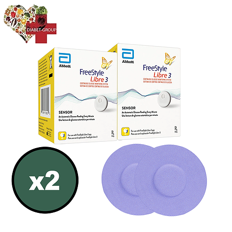Сенсор FreeStyle Libre 3 (Фристайл Либре 3) 2 уп. и 2 цветных тейпа в комплекте., фото 1