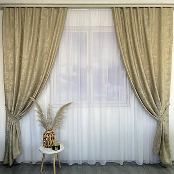 Штори на кухню, штори в дитячу кімнату, штори на вікна, сучасні штори в спальню ALBO Бежеві (SH-M23-5)