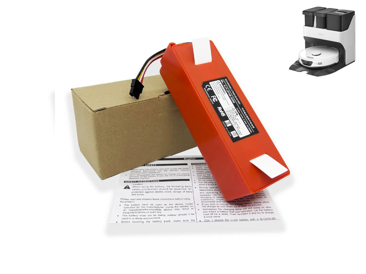 Акумулятор для Xiaomi Roborock S7, S7 MaxV Plus, S7 MaxV Ultra, S7 Pro Ultra Li-ion 14.4V 5200 мА·год, фото 1