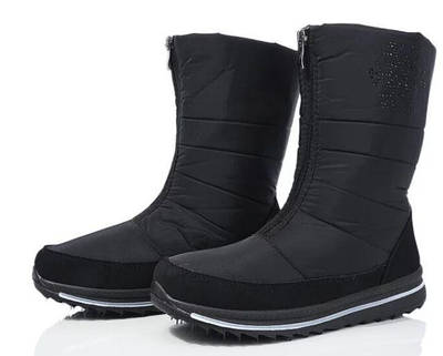 Сапожки жіночі теплі чорні змійці зимові Дутіки Аляска