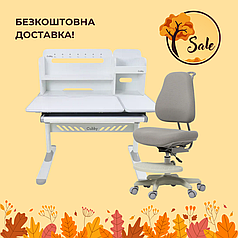 Комплект для школярів зростаюча парта Cubby Nerine Grey + Ортопедичне крісло Cubby Paeonia Grey